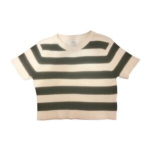 Zara Girls SZ 11-12 Crop Knit Crewneck Black Cream